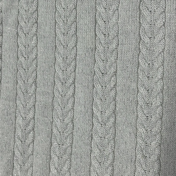 Athleta Crossroads Crew Sweater. Bright White Metallic Cable Knit Wool Blend - Picture 6 of 7